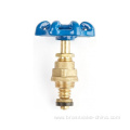 3/4" NPT Full Flow Blue Handle Wheel Brass Boiler Drain Valve